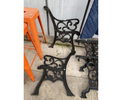 A PAIR OF DECORATIVE CAST BENCH ENDS