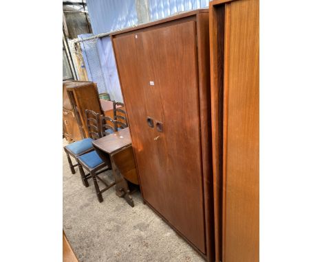 A RETRO TEAK TWO DRAWER WARDROBE