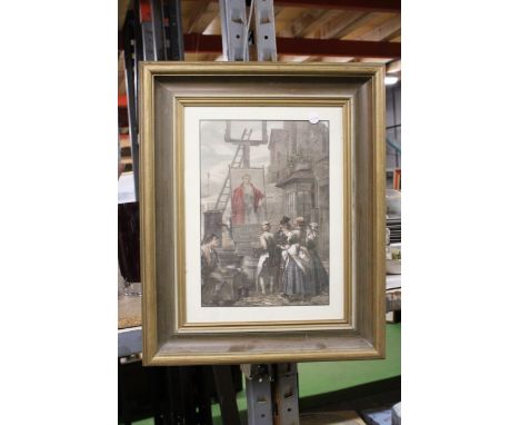 A FRAMED PRINT OF A VICTORIAN STREET SCENE