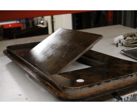 A VINTAGE WALNUT, CLIP ON BOOK REST/WRITING SLOPE
