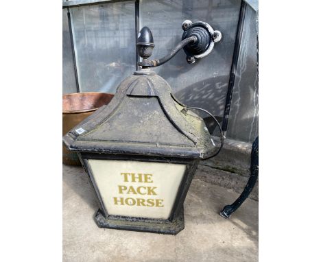 A LARGE FOUR SIDED THE PACK HORSE PUB LIGHT SIGN
