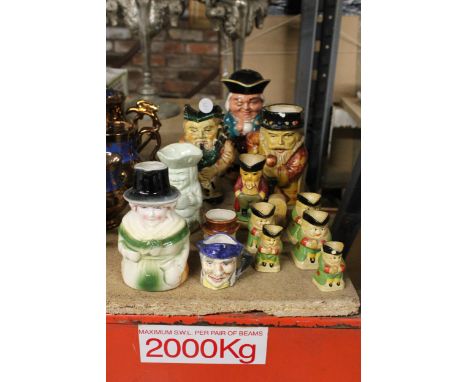A COLLECTION OF LARGE AND SMALL VINTAGE TOBY JUGS