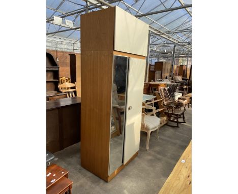 A RETRO 29 SERIES RANGE MIRROR DOOR WARDROBE WITH TOP BOX, 32" WIDE