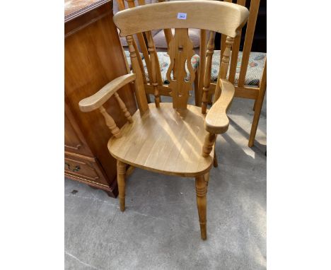 A VICTORIAN STYLE KITCHEN CHAIR WITH WOOLWORK CUSHION