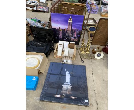 TWO CANVAS PRINTS AND FIVE LIGHT BULBS