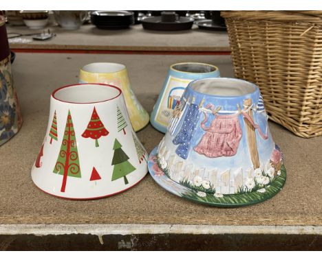FOUR CERAMIC YANKEE CANDLE SHADES