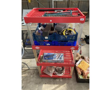 A FUCHS WORKSHOP RACKING WITH A LARGE ASSORTMENT OF TOOLS TO INCLUDE A RASP SET, A WOOD PLANE AND DRILL BITS ETC