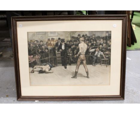 A H M PAGET PRINT OF A VINTAGE BOXING BOUT