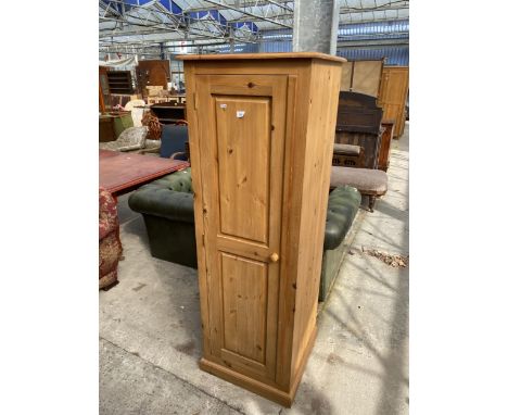 A PINE SINGLE DOOR WARDROBE 22" WIDE