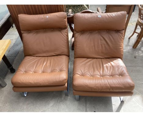 A PAIR OF BARCELONA STYLE CHAIRS