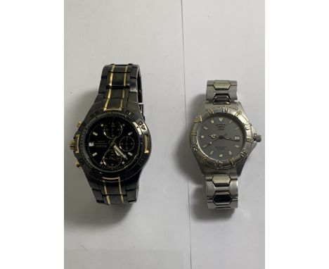 TWO WRIST WATCHES TO INCLUDE A PULSAR 100M CHRONOGRAPH SEEN WORKING BUT NO WARRANTY AND A ROTARY 200M QUARTZ