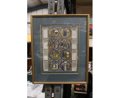 A FRAMED MEDEIVAL BIBLE PRINT