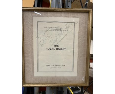 A 1966, THE ROYAL BALLET, AT THE ROYAL SHAKESPEARE THEATRE, STRATFORD, SIGNED FLYER - FRAMED