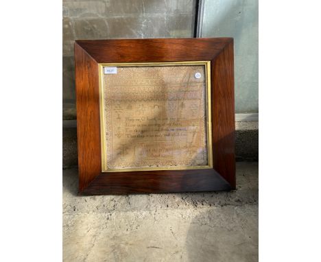 A LATE GEORGIAN APRIL 1837 NEEDLEWORK TAPESTRY SAMPLER IN A MAHOGANY FRAME