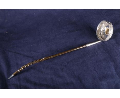 George IV baleen and white metal toddy ladle with 1825 George IV bare head sovereign, 36cm,&nbsp;&nbsp; 