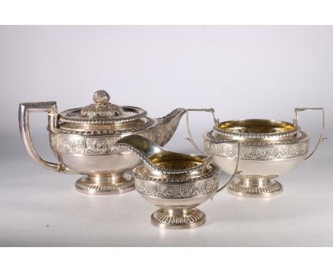 George III, Scottish three piece Regency tea service hallmarked Robert Gray and Son, 1807 Edinburgh, comprising of  a teapot 