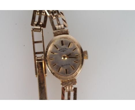 9ct gold cased ladies Rotary watch with 9ct gold gate link braclet, 12g. 