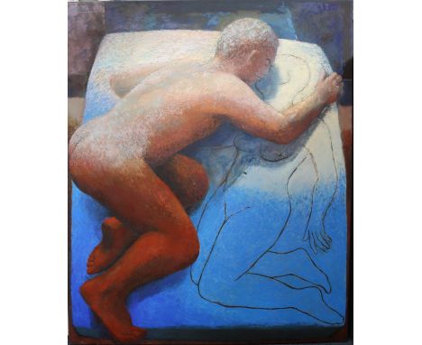 PETER BEVAN (Scottish 1946-2018) *ARR* The Lament Oil on canvas, signed and dated 1990 verso, 183cm x 152cm. Compass Gallery 