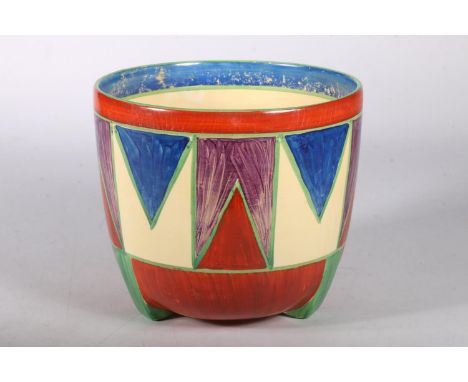 Clarice Cliff for Newport pottery Bizarre jardiniere in the Chester pattern, with all over geometric decoration in handpainte