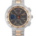 A GENTLEMAN'S SIZE TITANIUM & ROSE GOLD LONGINES CONQUEST TI AUTOMATIC MOONPHASE DAY DATE