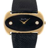 A RARE OVERSIZED 18K SOLID GOLD & DIAMOND BUECHE GIROD WRIST WATCH CIRCA 1970s Movement: 17J, manual