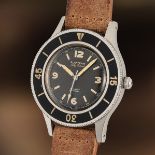 A VERY RARE GENTLEMAN'S SIZE STAINLESS STEEL BLANCPAIN FIFTY FATHOMS ROTOMATIC INCABLOC DIVERS WRIST