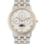 A RARE GENTLEMAN'S SIZE STEEL & GOLD BLANCPAIN VILLERET PERPETUAL CALENDAR AUTOMATIC BRACELET WATCH