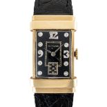 A GENTLEMAN'S SIZE 14K SOLID GOLD HAMILTON "TOP HAT" WRIST WATCH CIRCA 1940s WITH ORIGINAL DIAMOND