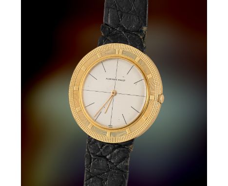 A RARE GENTLEMAN'S SIZE 18K SOLID GOLD AUDEMARS PIGUET "DISCO VOLANTE" WRIST WATCH CIRCA 1950s, REF. 5093 Movement: 17J, sign