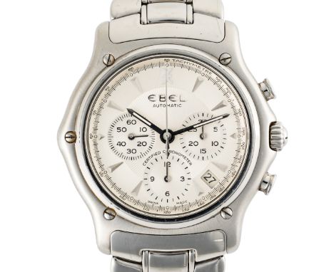 A GENTLEMAN'S SIZE STAINLESS STEEL EBEL 1911 AUTOMATIC CHRONOMETER CHRONOGRAPH BRACELET WATCH CIRCA 2000s, REF. E 9137 L 40 M