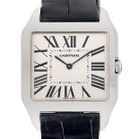 A GENTLEMAN'S SIZE 18K WHITE GOLD CARTIER SANTOS DUMONT WRIST WATCH CIRCA 2000s, REF. 2651 Movement: