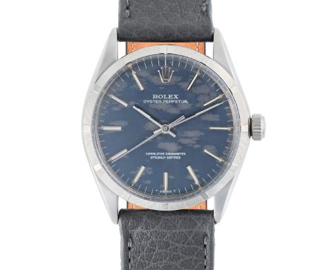 A GENTLEMAN'S SIZE STAINLESS STEEL ROLEX OYSTER PERPETUAL WRIST WATCHCIRCA 1969, REF. 1003 WITH "SIMPSONS CLOUDS" DIAL Moveme
