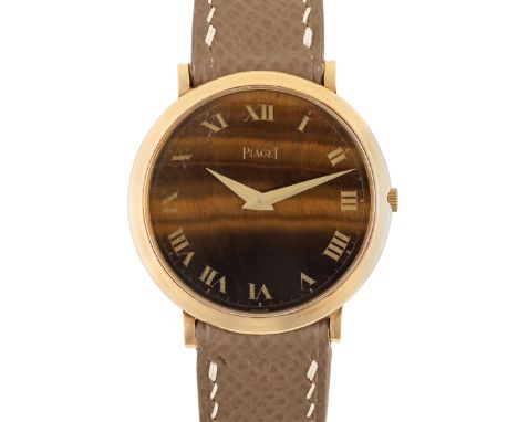 A GENTLEMAN'S SIZE 18K SOLID GOLD PIAGET ALTIPLANO ULTRA THIN WRIST WATCHCIRCA 1980, REF. 902 WITH ORIGINAL TIGER'S EYE STONE