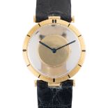 A RARE GENTLEMAN'S SIZE 18K SOLID GOLD JAEGER LECOULTRE MYSTERY WRIST WATCH CIRCA 1950s Movement: