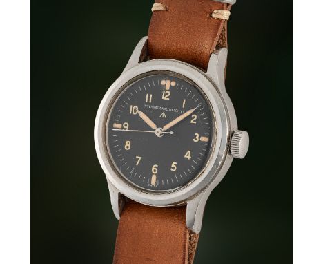 A VERY RARE GENTLEMAN'S STAINLESS STEEL BRITISH MILITARY IWC MARK 11 RAF PILOTS WRSIT WATCH DATED 1948, WITH ORIGINAL "WHITE 