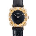 A GENTLEMAN'S SIZE 14K SOLID GOLD & DIAMOND LONGINES WRIST WATCH CIRCA 1950 WITH ORIGINAL DIAMOND