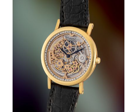 A RARE GENTLEMAN'S SIZE 18K SOLID GOLD CHOPARD SQUELETTE AUTOMATIC SKELETON WRIST WATCHCIRCA 1990s, REF. 16/1205Movement: Aut