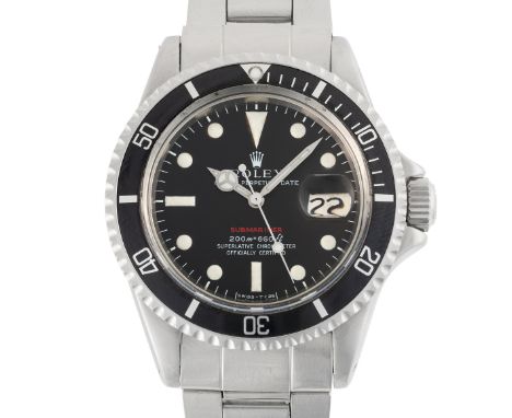 A GENTLEMAN'S SIZE STAINLESS STEEL ROLEX OYSTER PERPETUAL DATE "SINGLE RED" SUBMARINER BRACELET WATCHCIRCA 1969/70, REF. 1680