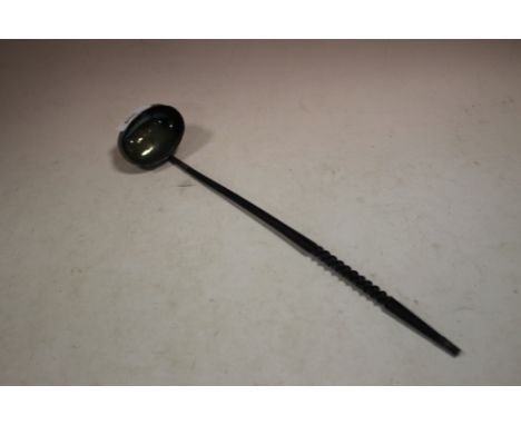 A HALLMARKED SILVER WHALE BONE HANDLED TODDY LADLE 