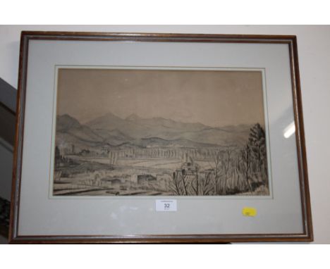 KARL HAGEDORN (1889 - 1969).  A landscape picture of 'Cerasomma', signed lower right and dated 1934, watercolour drawing, fra