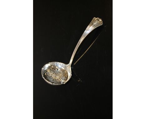 AN ANTIQUE HALLMARK SILVER SIFTER LADLE 
