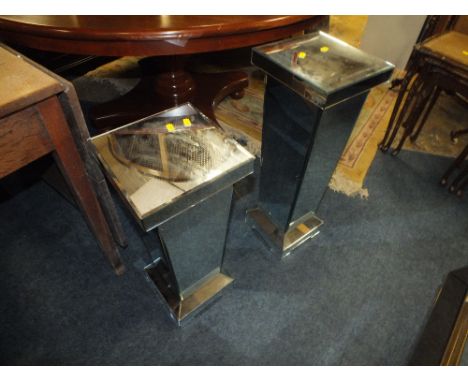 TWO MODERN MIRRORED LAMP STANDS
