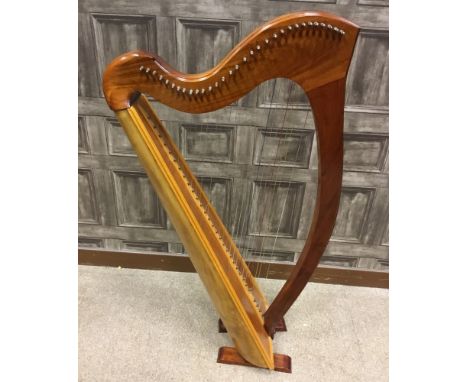 SCOTTISH CLARSACH HARP, with makers label to interior reading Derick M Sanderson, Alva Scotland, 1977, approximately 110cm hi