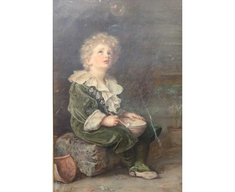 After John Everett Millais PRA (1829-1896)BubblesColour reproduction, together with a hunting print and key, oil of a spaniel