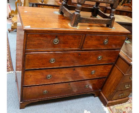 A Victorian mahogany four height chest of drawers with cock-beading and raised on bracket feet 107cm by 53cm by 101cm