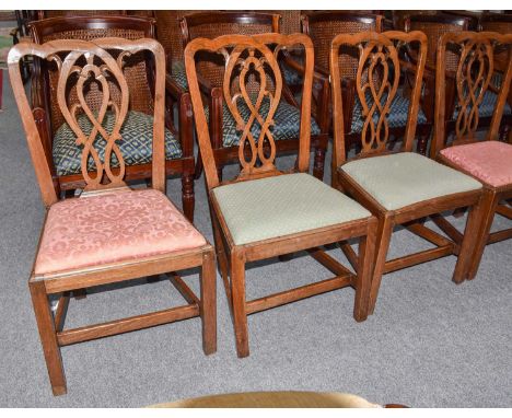 A set of five 18th Century elm dining chairs with walnut cresting rails - provenance; Coxwold Old Hall , contents sale for Ma