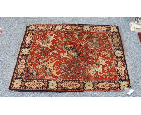 Afghan Baluch rug, the field with three Salor guls enclosed by a latch hook vine border, 143cm by 93cm, together with two mac