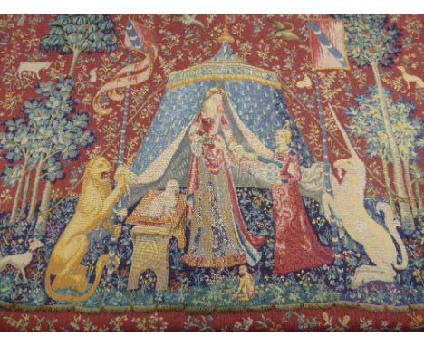 A Tapestry in the Flemish Style, from the series of The Lady and the Unicorn approx 143 x 105 cms.