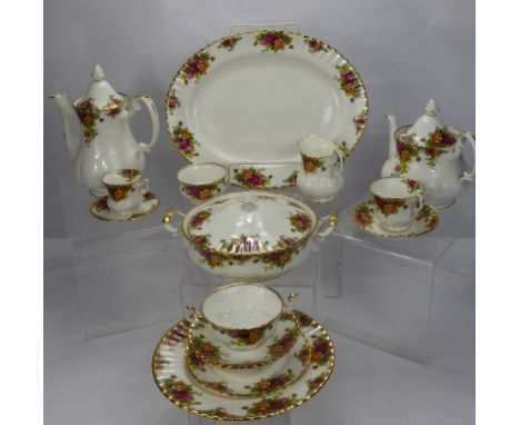 A Royal Albert "Old Country Roses"  Dinner Service, Tea Set and Coffee Set, comprising one meat platter,six dinner plates, si