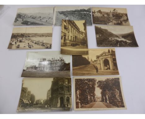 A Collection of Miscellaneous Post Cards and Novelty Birthday Cards, including cars, towns and villages, in suede album depic